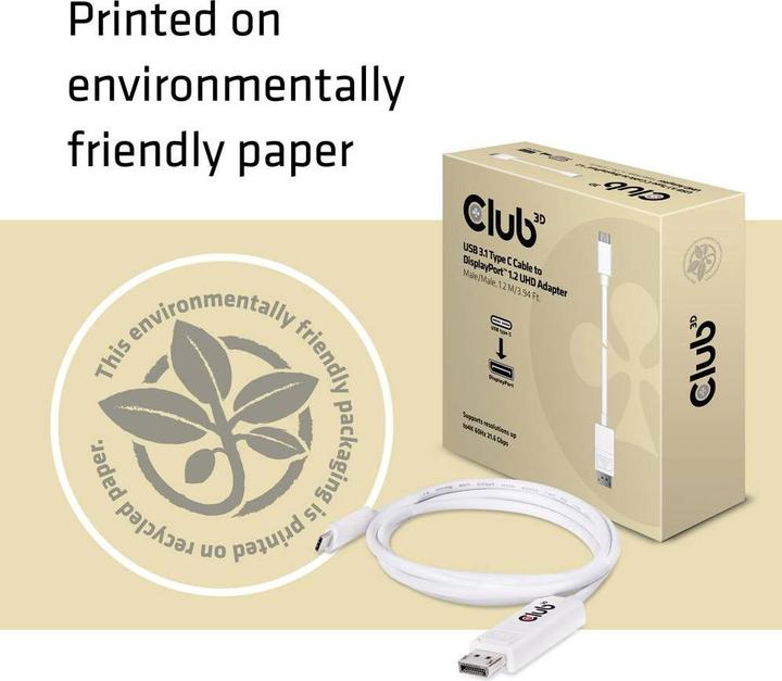 Image du produit Club 3D USB Typ C — DisplayPort (USB-C, 120 cm)
