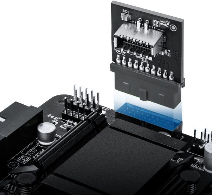 Produktbild Aquatuning Interner 19-Pin Stecker (USB 3.0) auf USB 3.1 Typ-E 20-Pin Key A, (90??)