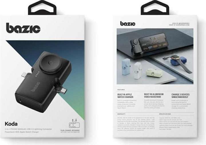 Image du produit Energea PowerBank 3in1 Bazic Koda 5000mAh PD20W USB-C/Lightning black (5000 mAh)