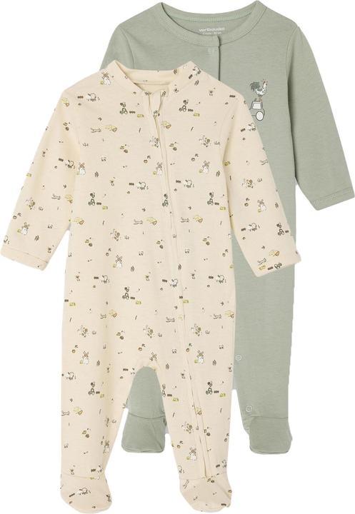 Produktbild Vertbaudet Bio-Kollektion: 2er-Pack Baby Strampler mit Bauernhoftieren (80)