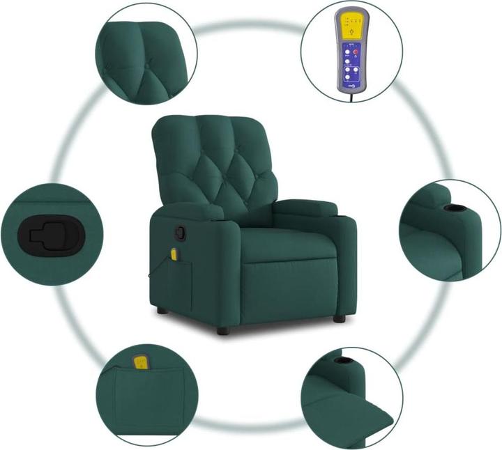 Immagine prodotto VidaXL Poltrona massaggiante in tessuto verde scuro,Colore: verde scuro,Materiale