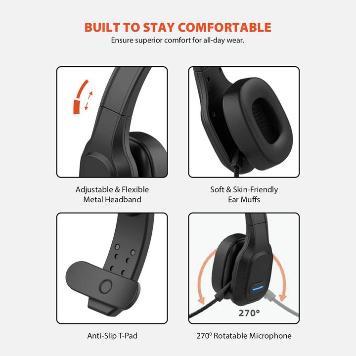Produktbild Audiocore Bluetooth-Callcenter-Headset AC864 (ANC, 32 h, Kabellos)