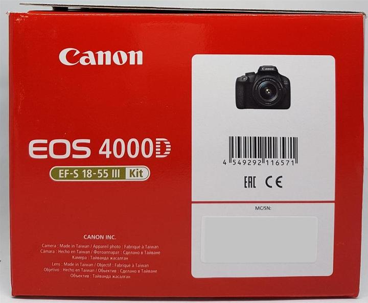 Produktbild Canon Eos 4000d Dc - (Eu) (18 - 55 mm, 18.70 Mpx, APS-C / DX)