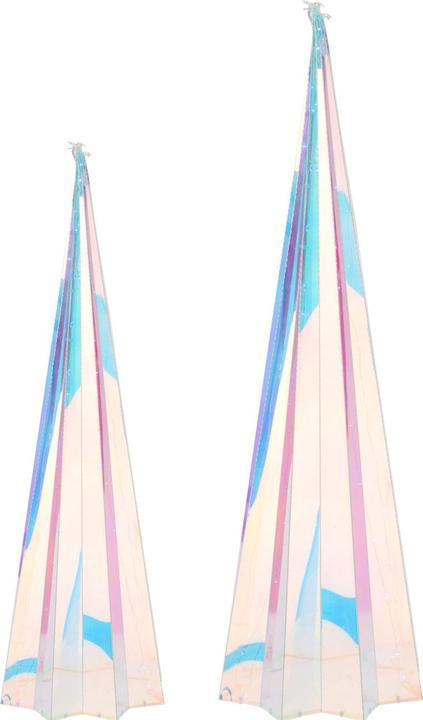 H & S Collection Regenbogen-Pyramide mit sternförmigem Sockel, mit Micro-LED-Lichtern, 2 Grössen, 2er-Set