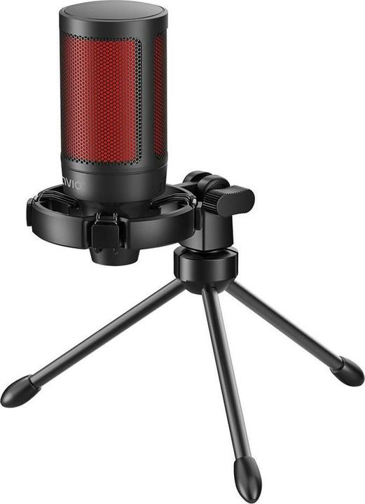 Produktbild Savio Gaming-Mikrofon auf einem Stativ, beleuchtet von 01 Sonar, In-Ear, Anti-Flow-Tasche