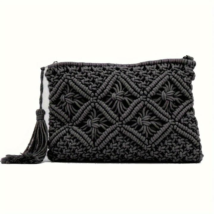 Only-Bags.Store Straw Woven Clutch Bag, Hollow Out Clutch Purse, Casual Summer Beach Travel Purse