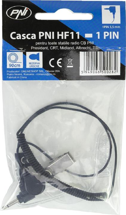 Actual product image PNI HF11 headset with 1 pin 3.5 mm for all CB radios, President, Midland, Albrecht, TTi