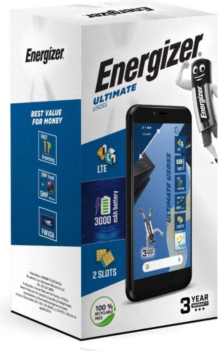 Image du produit Energizer Ultimate U505S Smartphone - Smartphone 1 Go de RAM 16 Go 5 pouces 4G Dual Sim UE (Noir) (16 Go, Noir, 5", Double SIM, 5 Mpx, 4G)