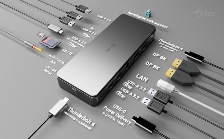 Produktbild i-tec Tb4dualdpdockpdpro (Thunderbolt, 7 Ports)