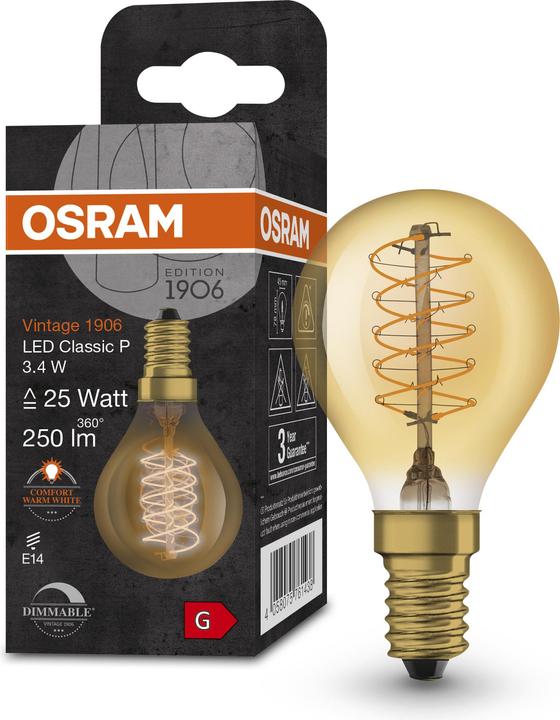 Produktbild Osram Vintage 1906 (E14, 3.40 W, 250 lm, 1 x, G)