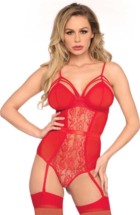 Leg Avenue Sheer and lace garter teddy
