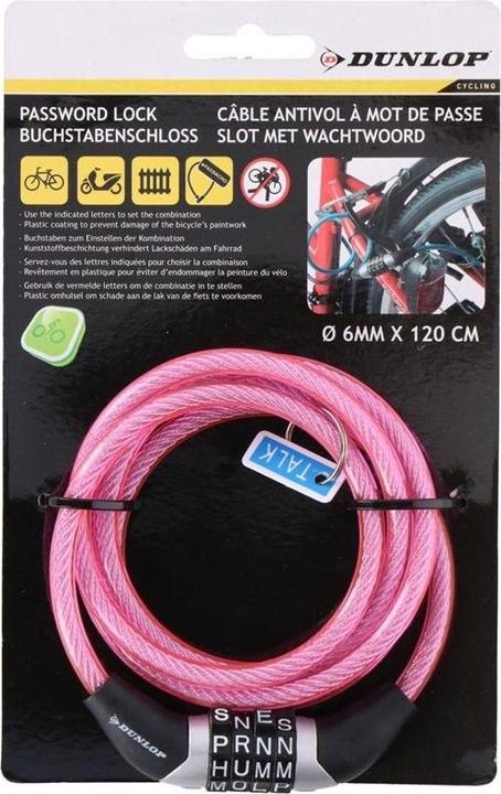 Image du produit Dunlop - Antivol vélo à combinaison (rose)