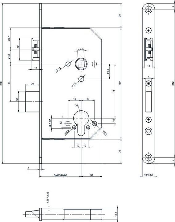 Actual product image Assa Abloy Beta Einsteckschl. 30100.6/70/18r/8 (Mortise lock)