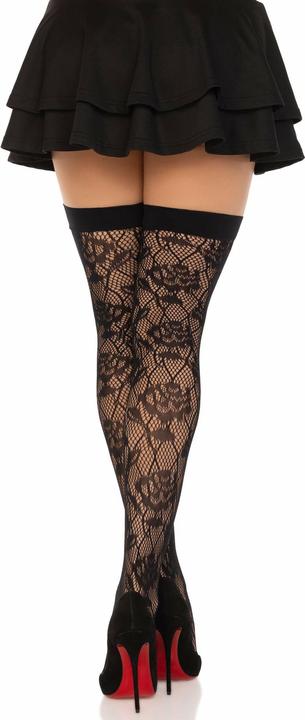 Actual product image Leg Avenue Wild Roses Net Stocks Black (One size)