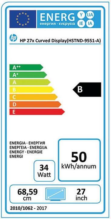Energie-Label HP 27x (1920 x 1080 Pixel, 27")