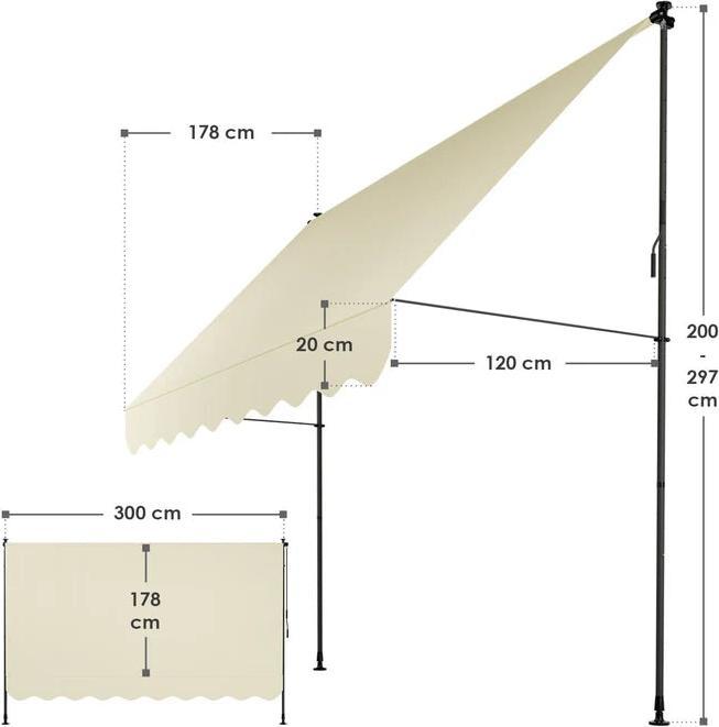 Image du produit Juskys Klemmmarkise Kapstadt (3 m)