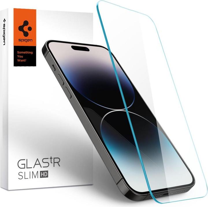 Actual product image Spigen Games Glas.TR Slim iPhone 14 Pro AGL05222 tempered glass (1 Piece, Apple iPhone 14 Pro)