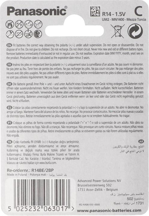 Image du produit Panasonic Pile General Purpose Baby C LR14 (2 Pcs.) (2 pcs, R14)
