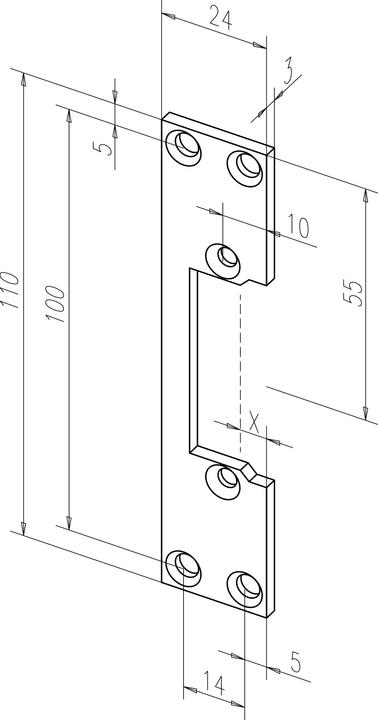 Immagine prodotto Assa Abloy Frontale piatto 107 in acciaio zincato angolato larghezza 24 x lunghezza 110 mm DIN sinistra / (Maniglia della porta)