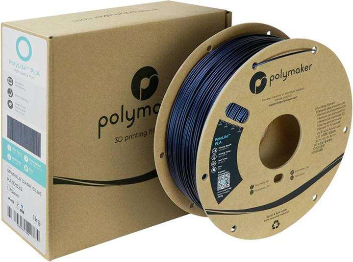 Productafbeelding Polymaker PolyLite PLA Sparkle Donkerblauw 1,75mm 1kg (PLA, 1.75 mm, 1000 g, Blauw)