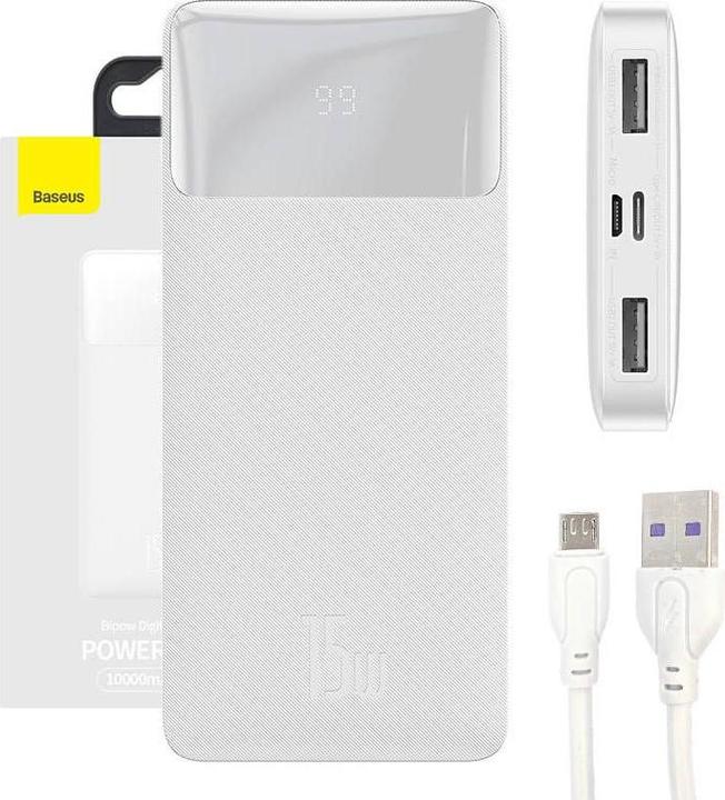 Produktbild Baseus Powerbank Bipow 10000mAh, 15W (white) (10000 mAh, 15 W, 74000 Wh)