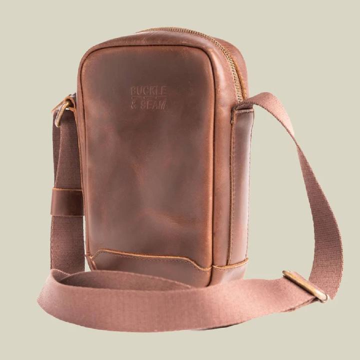 Image du produit Buckle & Seam Leder Crossbody Bag Runner Braun/Dots