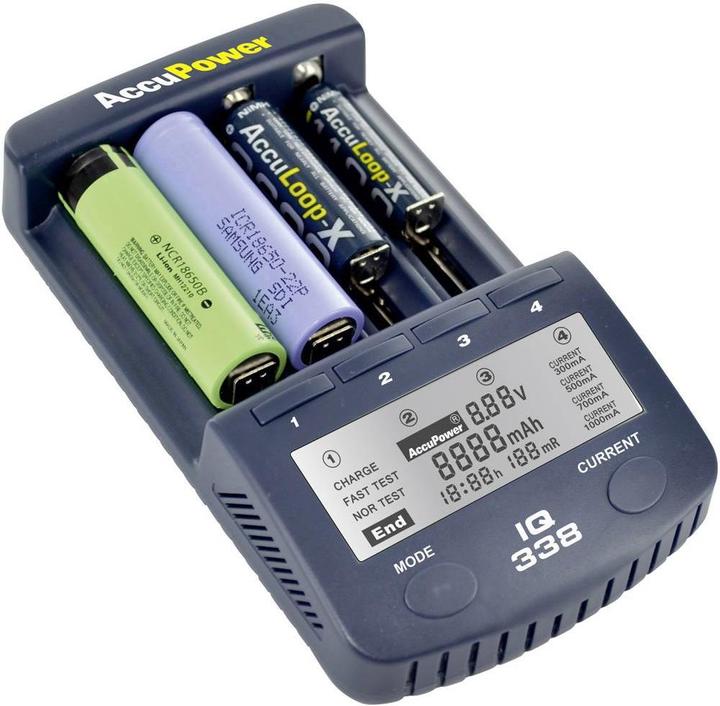 Produktbild AccuPower Rundzellen-Ladegerät NiCd, NiM (14500, 18650, AA, CR123A, Ladegerät inkl. Akku)