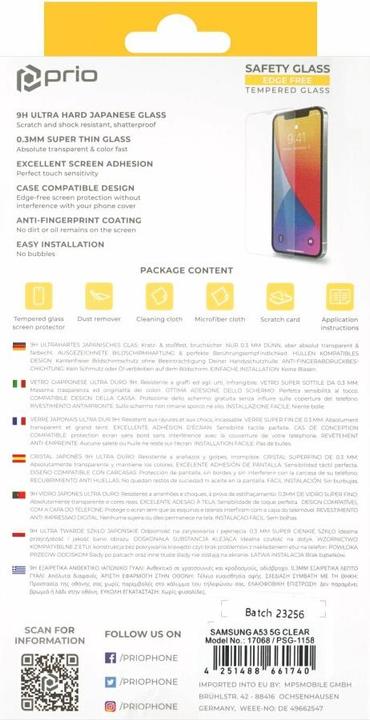 Immagine prodotto prio Pellicola protettiva in vetro trasparente per Samsung A53 5G (1 Pezzo/i, Samsung Galaxy A53 5G)