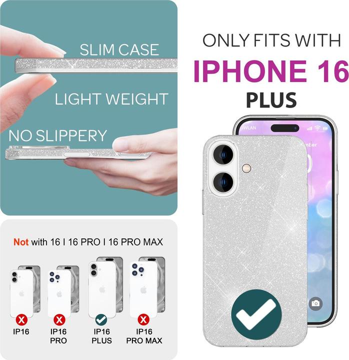 Immagine prodotto Nalia Copertina ibrida glitterata (Apple iPhone 16 Plus)