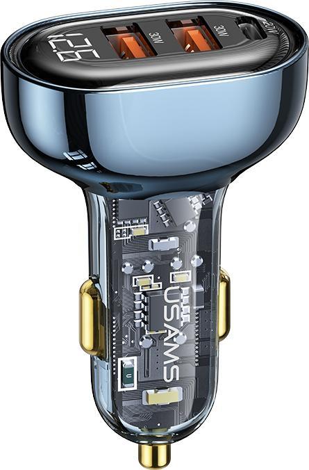Usams Ład. sam. 2xUSB+1xUSB-C 80W Fast Charge niebieski/blue CC159CC02 (US-CC159)