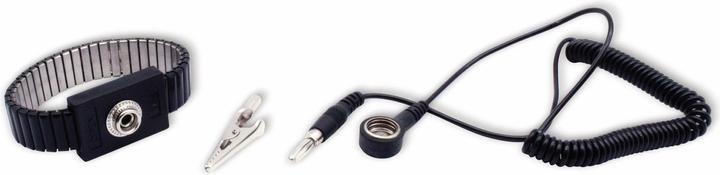 Quadrios Cinghia da polso ESD a pulsante nero da 10 mm (Protezione statica)