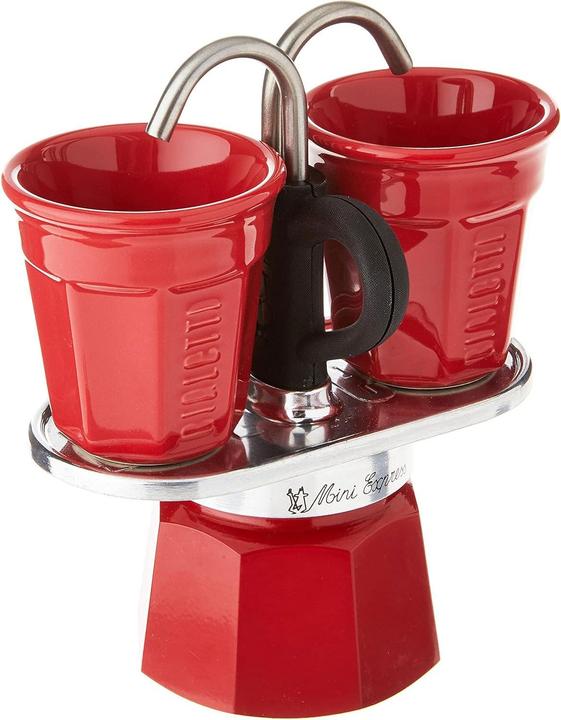 Produktbild Bialetti Mini Express Kaffeemaschine rot 2tz + 2 Tassen (2 T.)