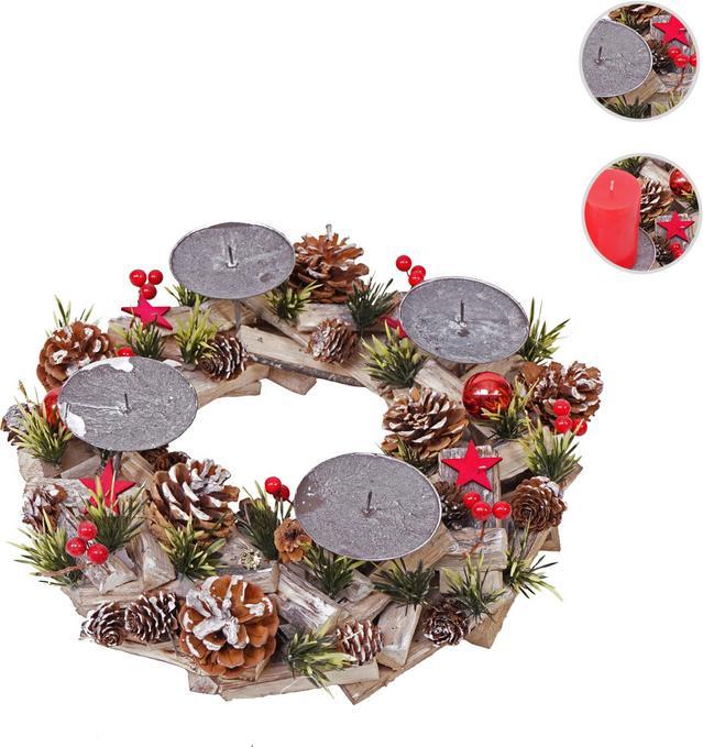 Produktbild Swisshandel24 Adventskranz, Weihnachtsdeko Adventsgesteck Weihnachtsgesteck, Holz rund ø 33cm - ohne Kerzen