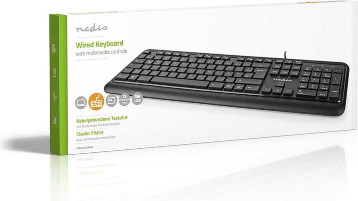 Immagine prodotto Nedis Tastiera cablata | USB-A | Multimedia | QWERTZ | DE-Layout | Tastiera numerica (DE, Cablato)
