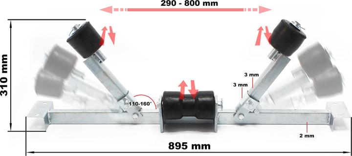 Produktbild Wiltec Kleine Pendelrolle Boot 80 cm Sliphilfe Kielrolle Zentrierhilfe Kielrolle