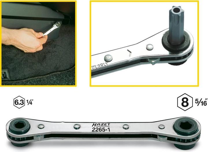 Produktbild HAZET Umschaltknarre für Bits 2265-1 ∙ Sechskant6,3 (1/4 Zoll), Sechskant8 mm (5/16 Zoll) (1/4")