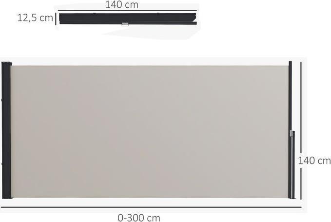 Immagine prodotto Swisshandel24 Tenda da sole laterale estensibile, tenda da sole per giardino 300x140cm, schermo per la privacy (3 m)
