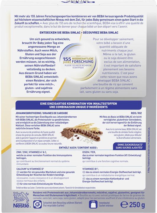 Valori nutrizionali e ingredienti Beba Sinlac 6M 250g (250 g)