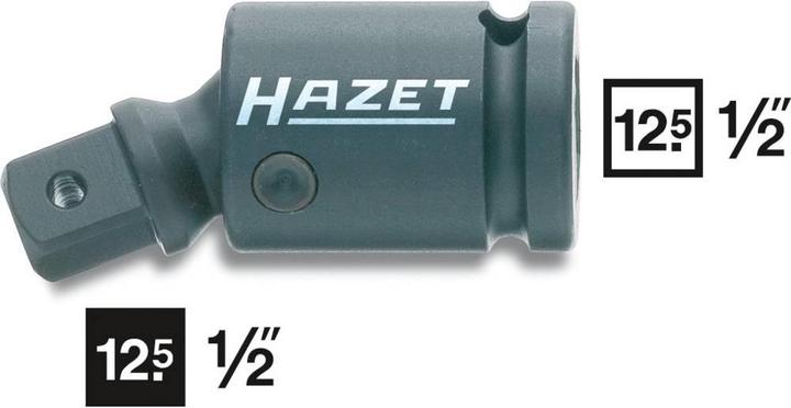 Immagine prodotto HAZET Snodo per avvitatore ad impulso 9006S ∙ Attacco quadro, cavo, 12,5 mm (1/2 di pollice) ∙ Atta…