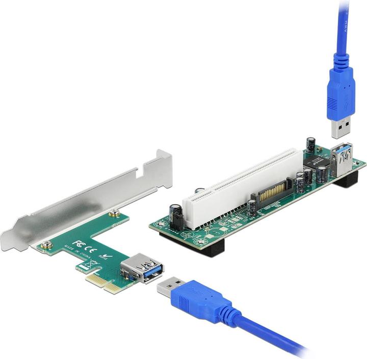 Actual product image Delock Riser card PCI Express x1 to 1 x PCI 32 bit slot with 60 cm cable