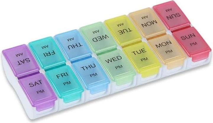 Image du produit Cbx Tablettenbox, Pillenbox 7 Tage - Morgen und Abend Rainbow