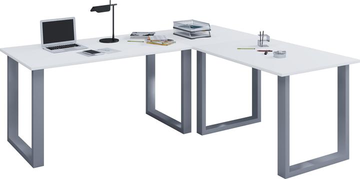 Produktbild VCM Eckschreibtisch Lona Tiefe 80 cm U Alu Silber (190 x 80 cm)