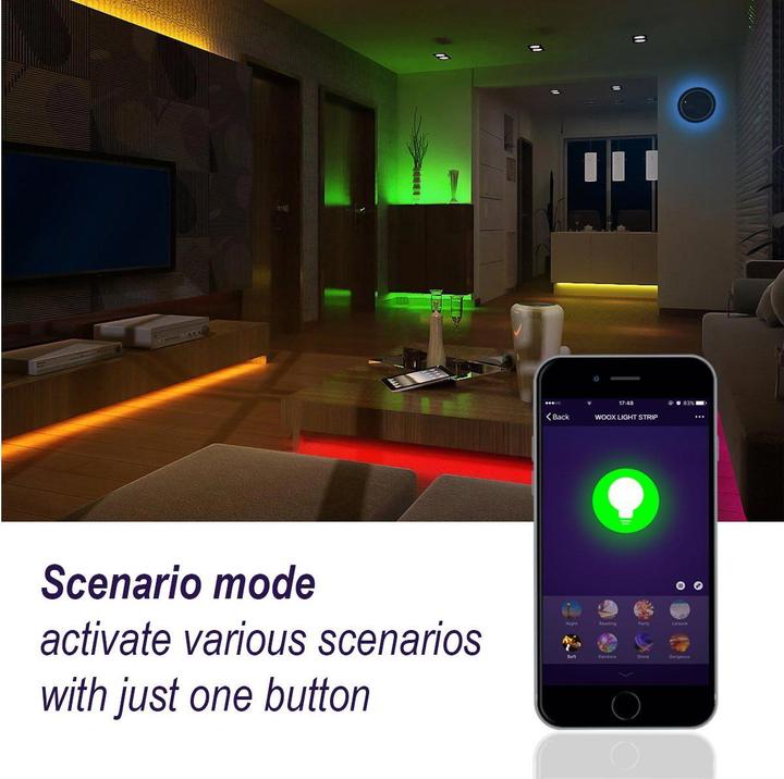 Actual product image Woox Smart LED Strip +Adapter RGB+WW, Alexa, Google Home (Multicoloured, 500 cm, Indoor)
