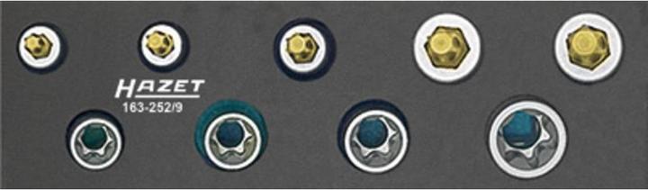 Immagine prodotto HAZET Serie di utensili ∙ TORX 163-252/9 ∙ Attacco quadro, cavo, 10 mm (3/8 di pollice) ∙ Profilo …