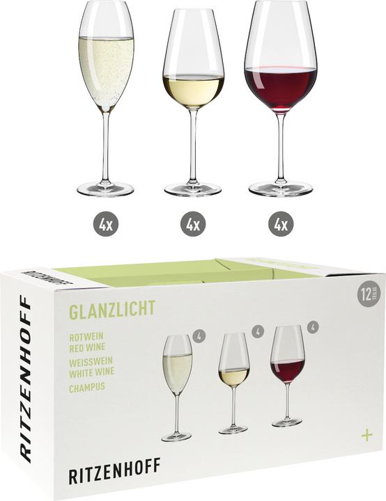 Produktbild Ritzenhoff Glanzlicht Gläserset 12tlg. (60.90 cl, 12 Gläser, Weingläser Set)