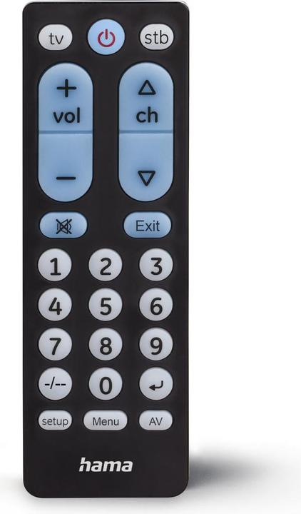 Hama Universele afstandsbediening TV, infrarood, voor 2 apparaten, grote knoppen, leerbaar (Universele afstandsbediening, Infrarood)