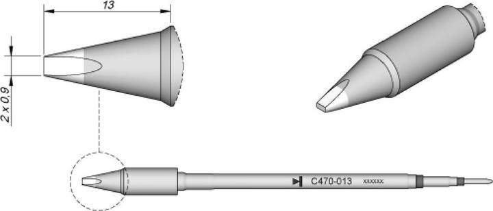Produktbild JBC Lötspitze Serie C470, Meisselform, C470013/2,0 x 0,9 mm, gerade