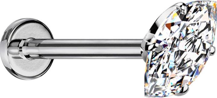 Actual product image Star Piercing Micro Threadless Labret silber mit Oval Kristall silber gefasst (without brass, Titanium G23)
