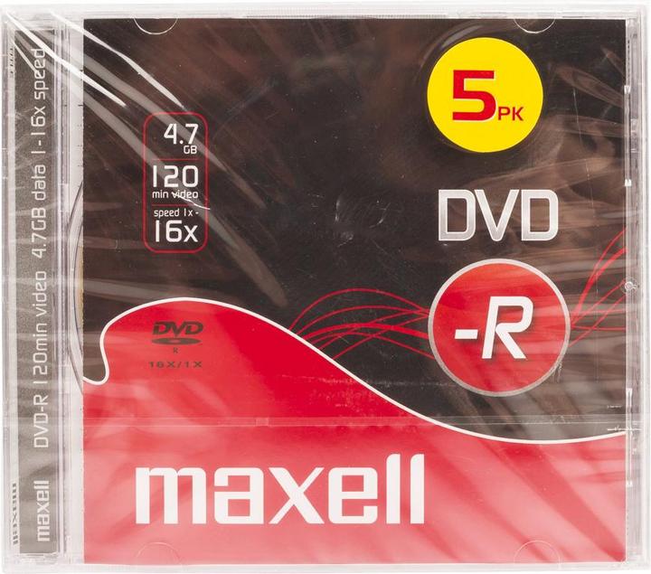 Maxell DVD-R 5 Pack Jewel Case 5mm 16x Vitesse (5 x)