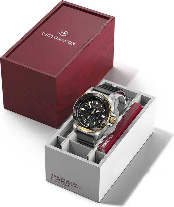 Immagine prodotto Victorinox Journey 1884 Quarzo Tre Lancette Acciaio e Minerale, Orologi subacquei, 43 mm, Quadrante nero (Orologio sub, 43 mm)
